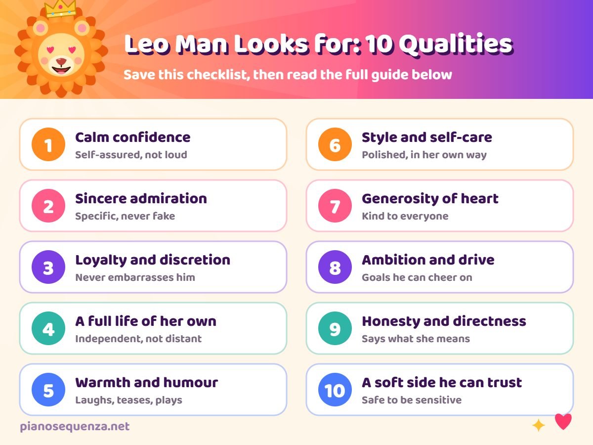 10 qualities a Leo man looks for in a woman Checklist of 10 qualities a Leo man looks for in a woman