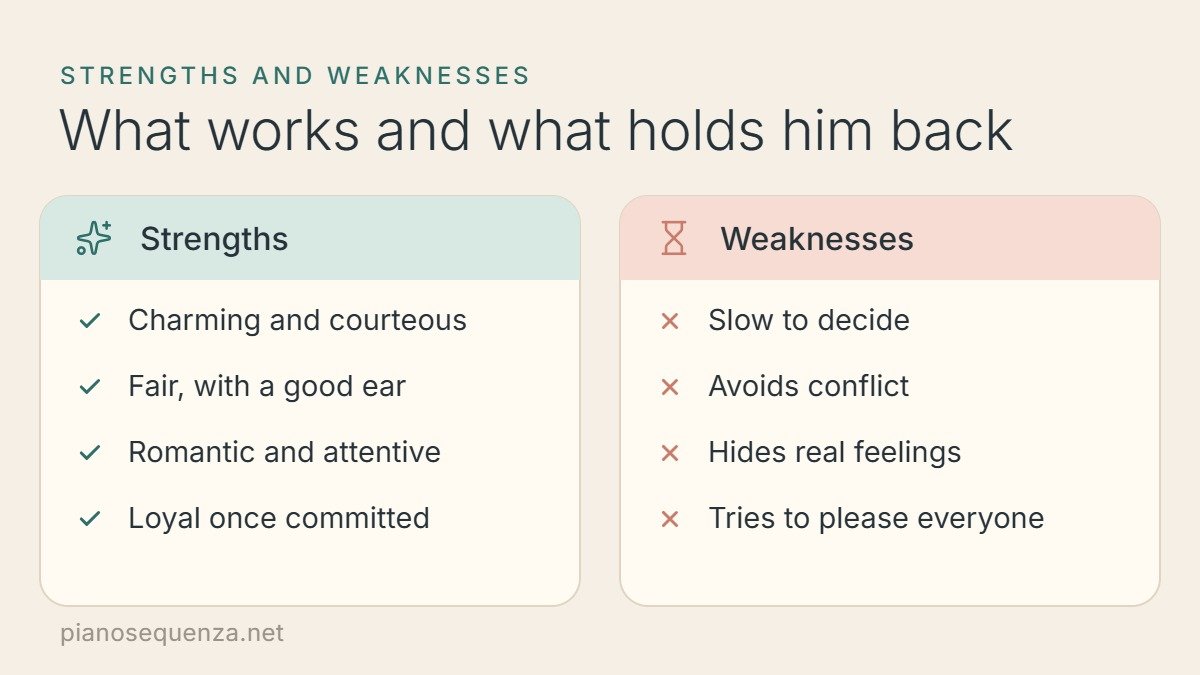 Libra man strengths and weaknesses side by side