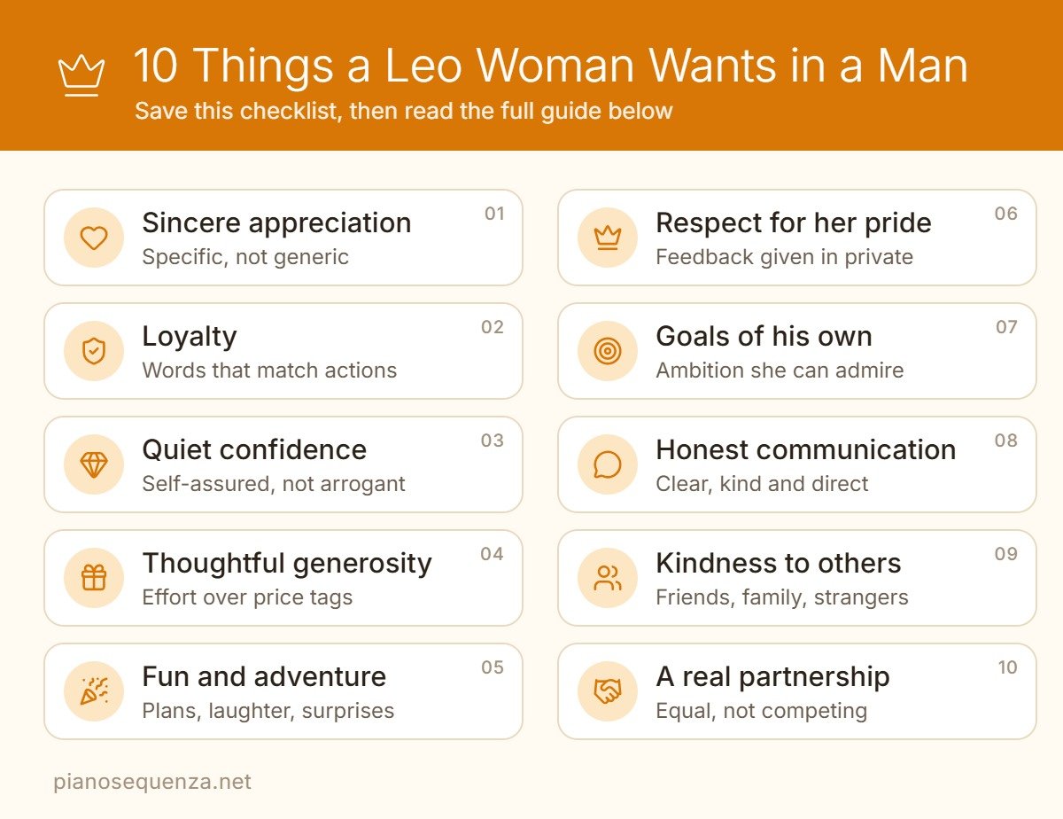Checklist of 10 things a Leo woman wants in a man